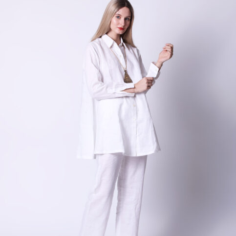 Blended Ramie Linen A Line Blouse