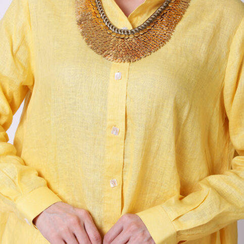 Blended Ramie Linen A Line Blouse