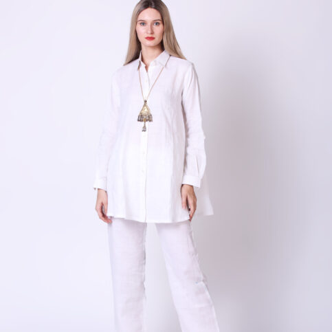 Blended Ramie Linen A Line Blouse