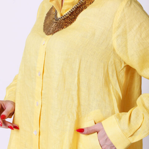 Blended Ramie Linen A Line Blouse