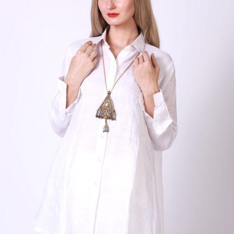 Blended Ramie Linen A Line Blouse