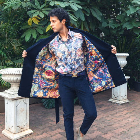 Chintz Printed Shirt and corduroy jacket trouser