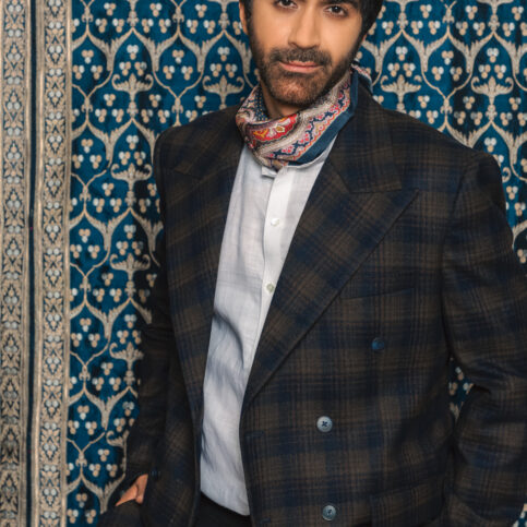 Classic Linen Blend Armani Shirt, bandana, check plaid jacket
