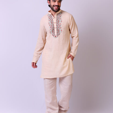 Cotton Cheese Cloth Embroidered Kurta