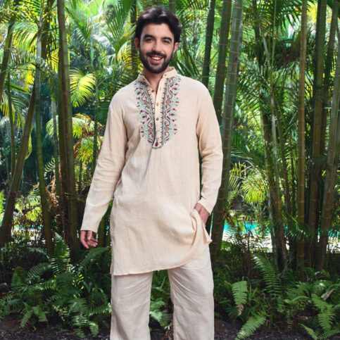 Cotton Cheese Cloth Embroidered Kurta
