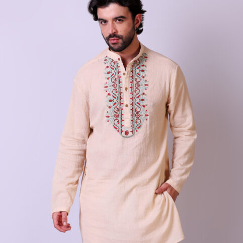 Cotton Cheese Cloth Embroidered Kurta