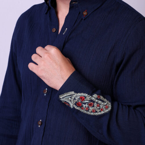Cotton Cheese Cloth Embroidered Shirt