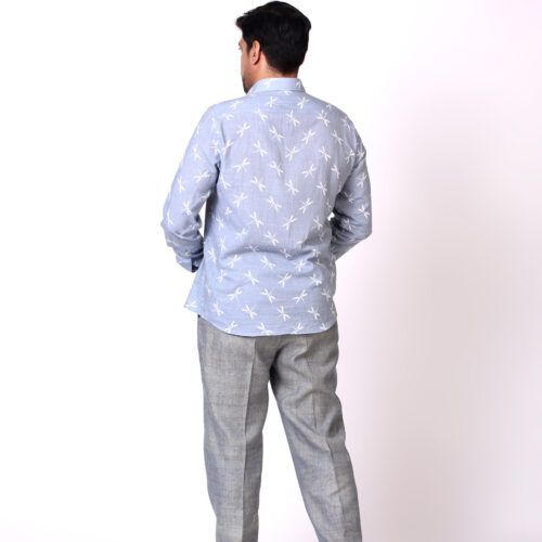 Dragonfly Print Classic Shirt Hash Blue