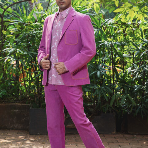 Dragonfly Print Classic Shirt Lavender and cotton canvas jacket pant