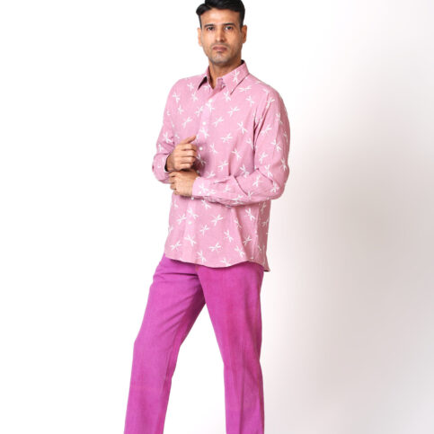 Dragonfly Print Classic Shirt Lavender