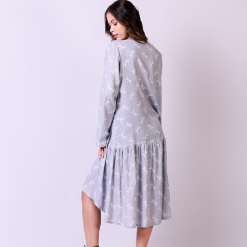 Dragonfly Printed Layered Tunic Dress