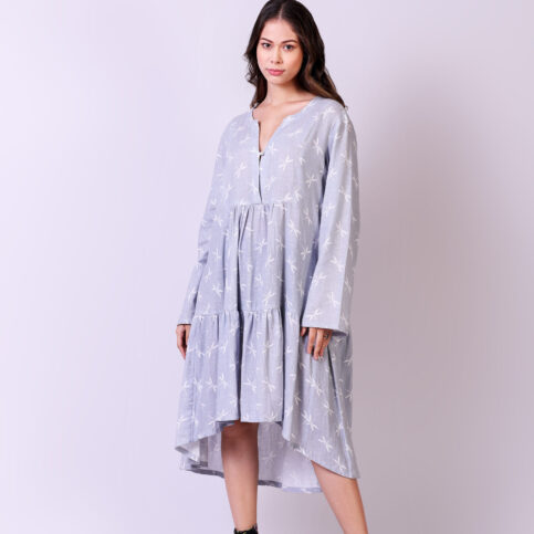 Dragonfly Printed Layered Tunic Dress