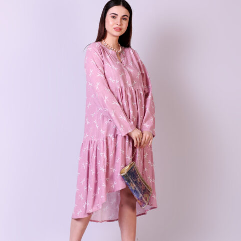 Dragonfly Printed Layered Tunic Dress