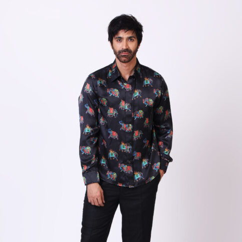 Elephant Printed Silk Shirt
