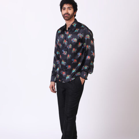 Elephant Printed Silk Shirt