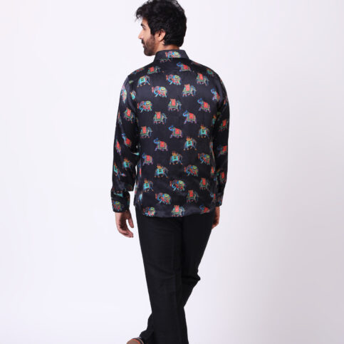 Elephant Printed Silk Shirt