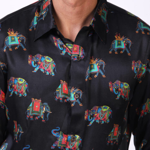Elephant Printed Silk Shirt