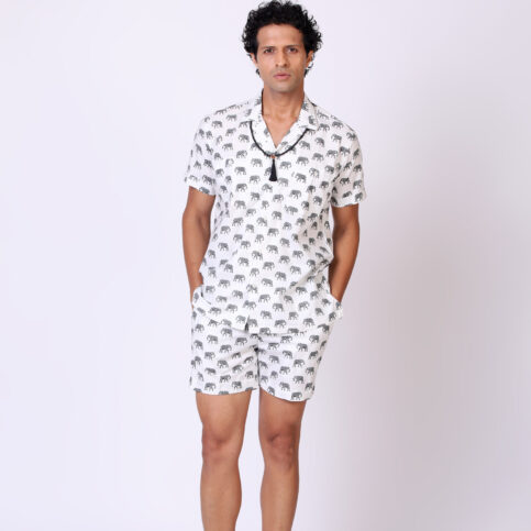 Elephant South Indian Cotton Bowling Shirt + Short Set