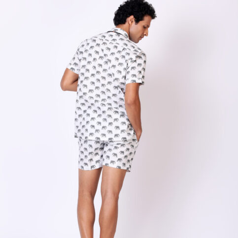 Elephant South Indian Cotton Bowling Shirt + Short Set