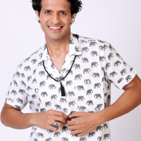 Elephant South Indian Cotton Bowling Shirt + Short Set