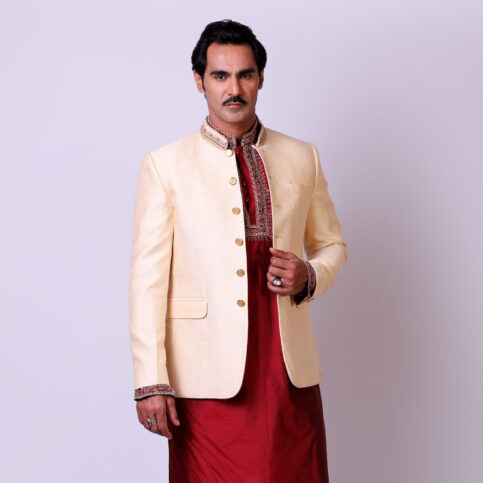 Embroidered Noil brocade Nehru Jacket