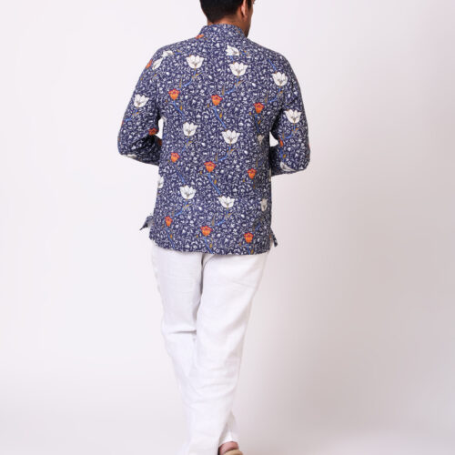 Flame Flower Cotton Linen Shirt