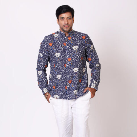 Flame Flower Cotton Linen Shirt