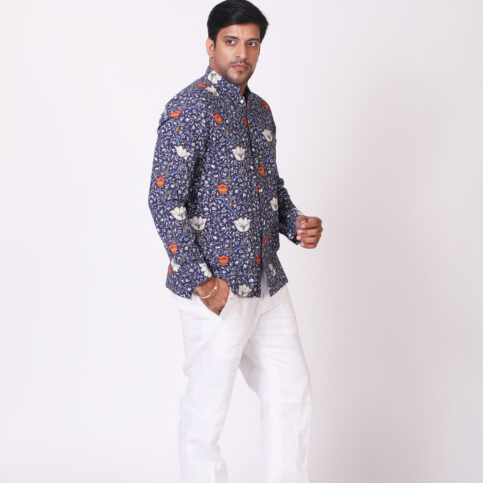 Flame Flower Cotton Linen Shirt