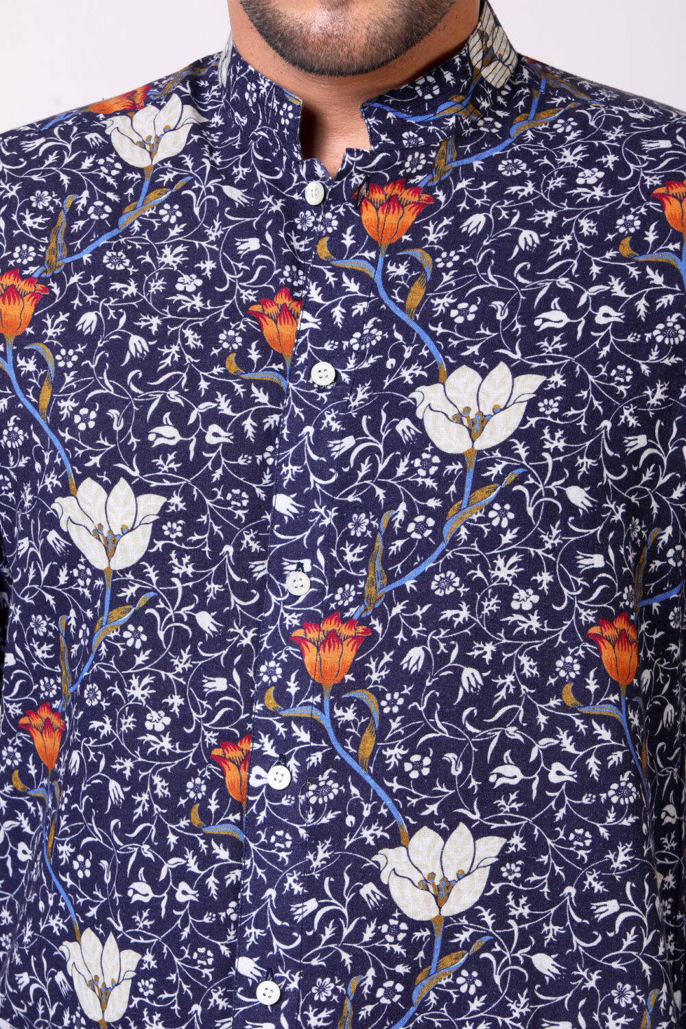 Flame Flower Cotton Linen Shirt