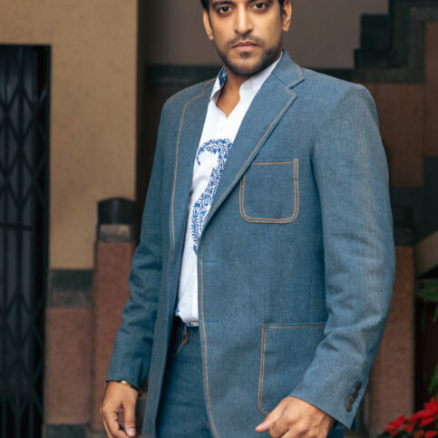 Hand Block Keri Printed Cotton Voile Shirt and cotton canvas jacket pant