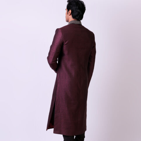 Handwoven Noil Brocade Embroidered Sherwani