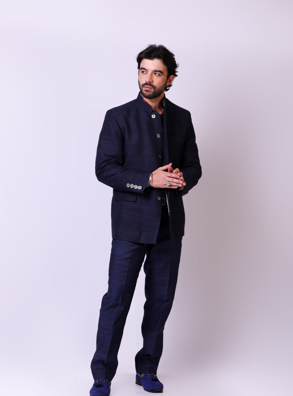 Handwoven Raw Silk Nehru Jacket