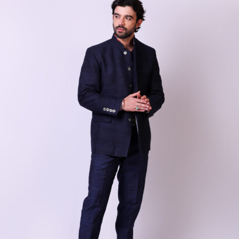 Handwoven Raw Silk Nehru Jacket