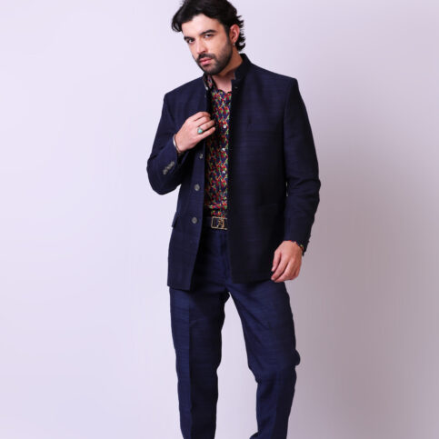 Handwoven Raw Silk Nehru Jacket