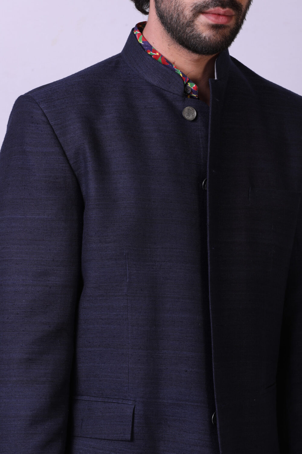 Handwoven Raw Silk Nehru Jacket