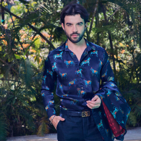 Horse Printed Silk Shirt