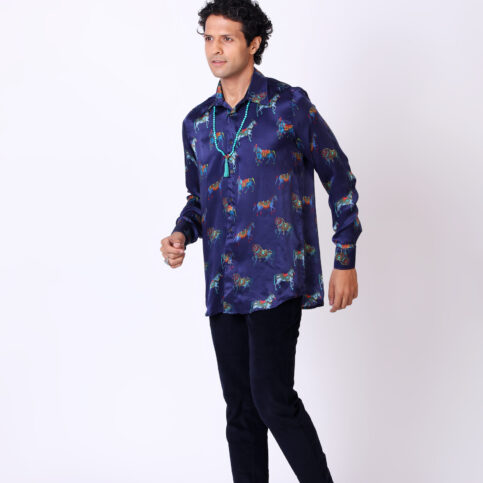 Horse Printed Silk Shirt