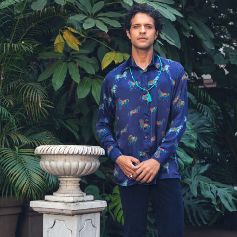 Horse Printed Silk Shirt