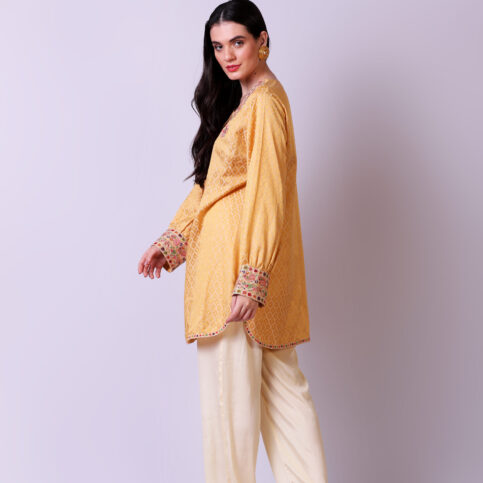 Jacquard Embroidered Kurta