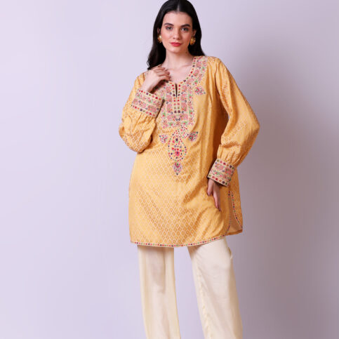 Jacquard Embroidered Kurta