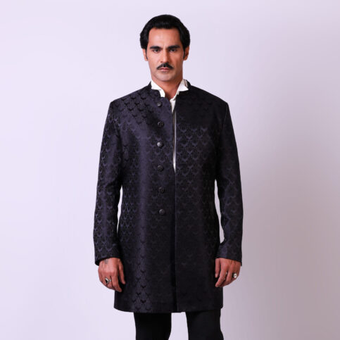 Jacquard Short Sherwani Jacket
