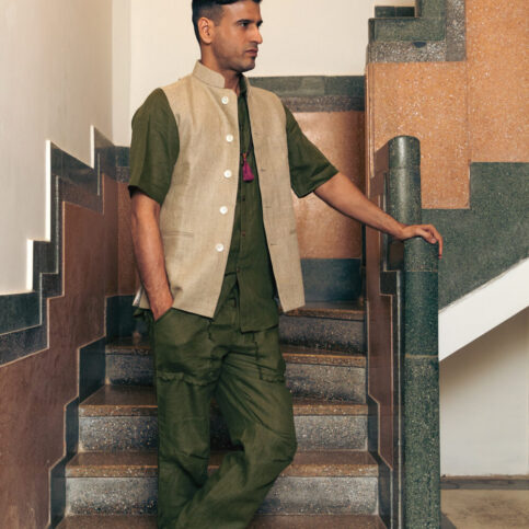 Linen Short Sleeve Shirt, pant, jute linen coti