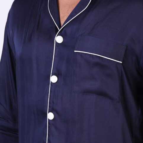 Modal Satin Piped Pajama Set