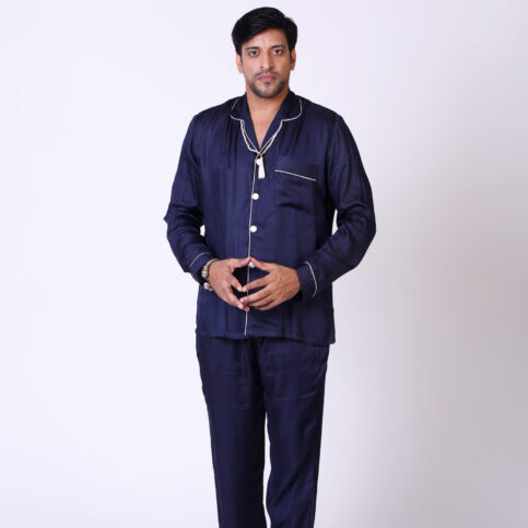 Modal Satin Piped Pajama Set