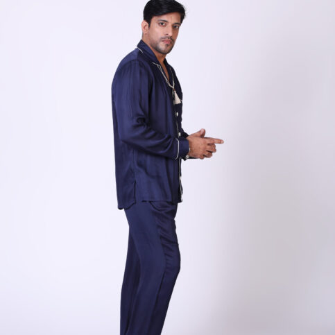 Modal Satin Piped Pajama Set