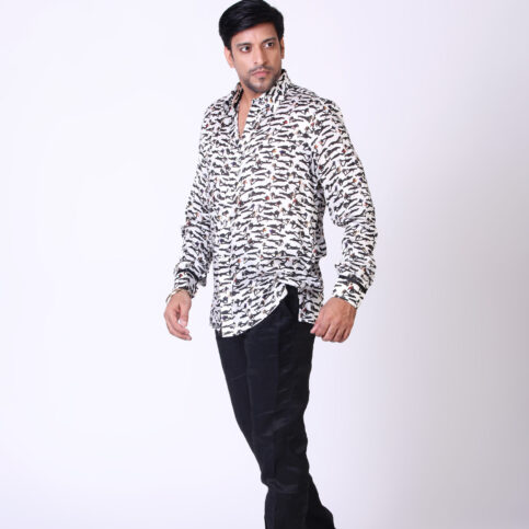 Modal Satin Shadow Print Shirt