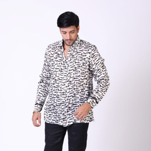 Modal Satin Shadow Print Shirt