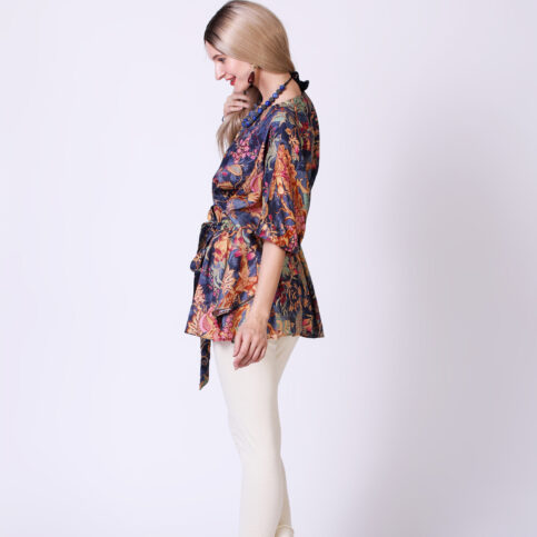 Muslin Chintz Print Short Kaftan