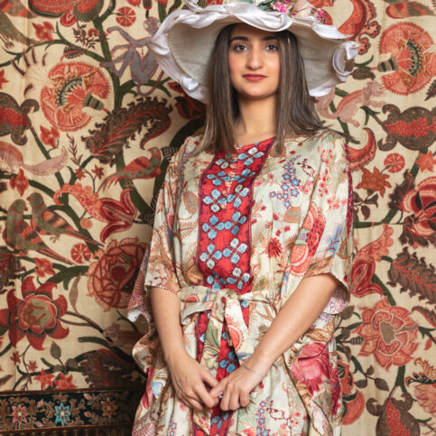 Muslin Chintz Print Short Kaftan