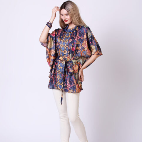 Muslin Chintz Print Short Kaftan